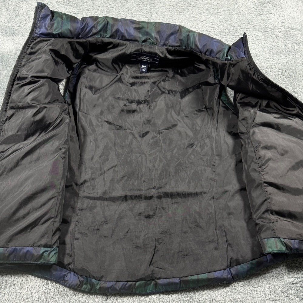 Lands End Black Watch Plaid Down Puffer Vest Full Zip Multicolor Size 3XL - Picture 5 of 8
